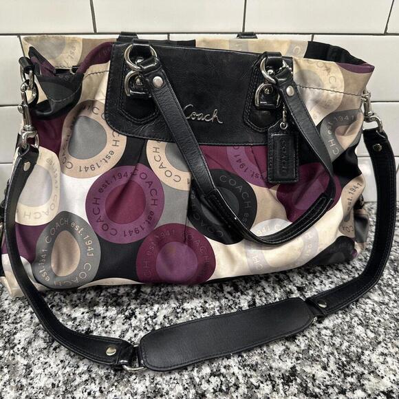 Coach Genuine No. G1077 Leather/Nylon  Hand/Shoulder  Bag Purse Color Multicolor - Picture 1 of 6